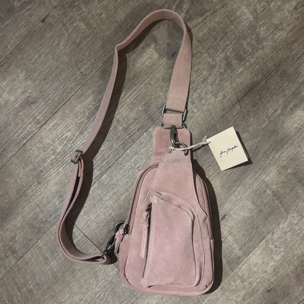Free People Dusty Pink Suede Crossbody Bag